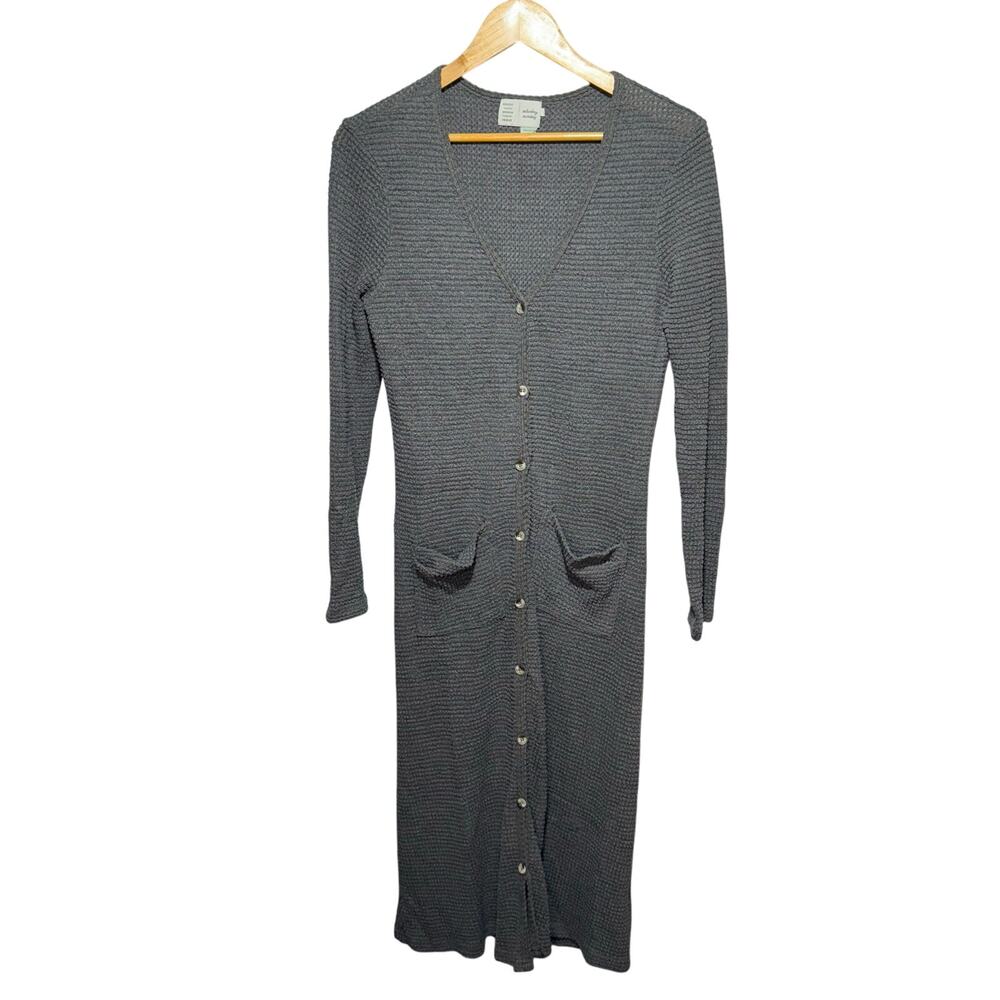 Saturday Sunday Gray Waffle Knit Button-Down Duster Cardigan Women’s Size Medium